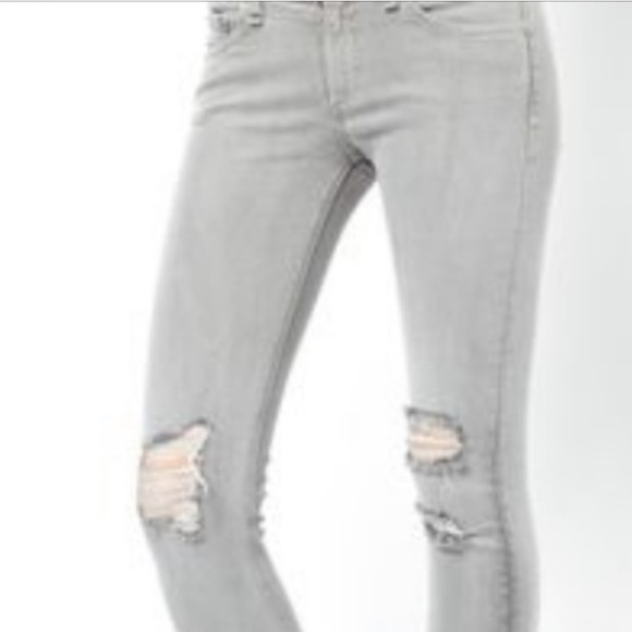 Rag & Bone Gray distressed skinny jeans - Picture 1 of 6